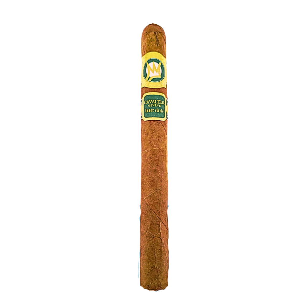 Cavalier Genève The Green Jacket 2025 Churchill cigar with Honduran Claro wrapper and gold band featuring crown logo
