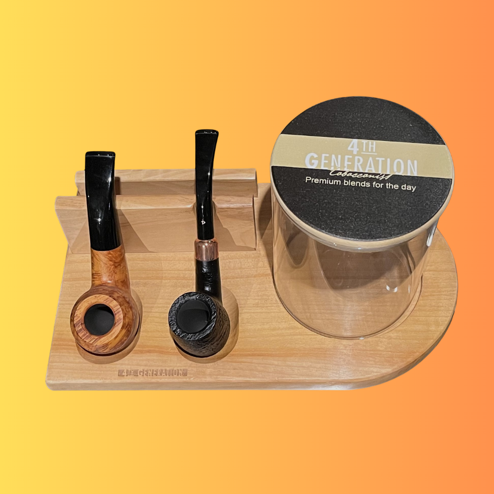2 Pipe Instruments Stands 4th Generation Wood 2 pipe stand with glass jar