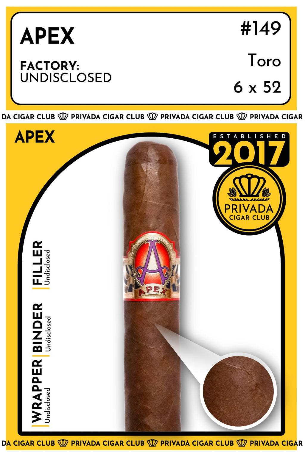 Privada Apex | 6x52 Toro | Undisclosed Blend