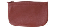 Genuine Leather Zip Pouch - Brown