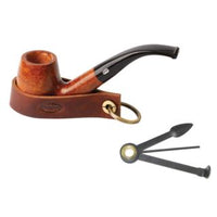 Chacom brown or black leather pipe rest & tool